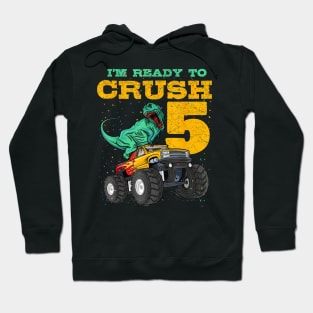 5th Birthday Monster Truck Dino 5 Years Old Bday Hoodie